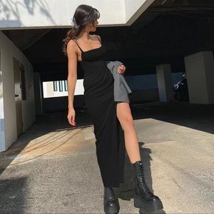 Black rushed dress